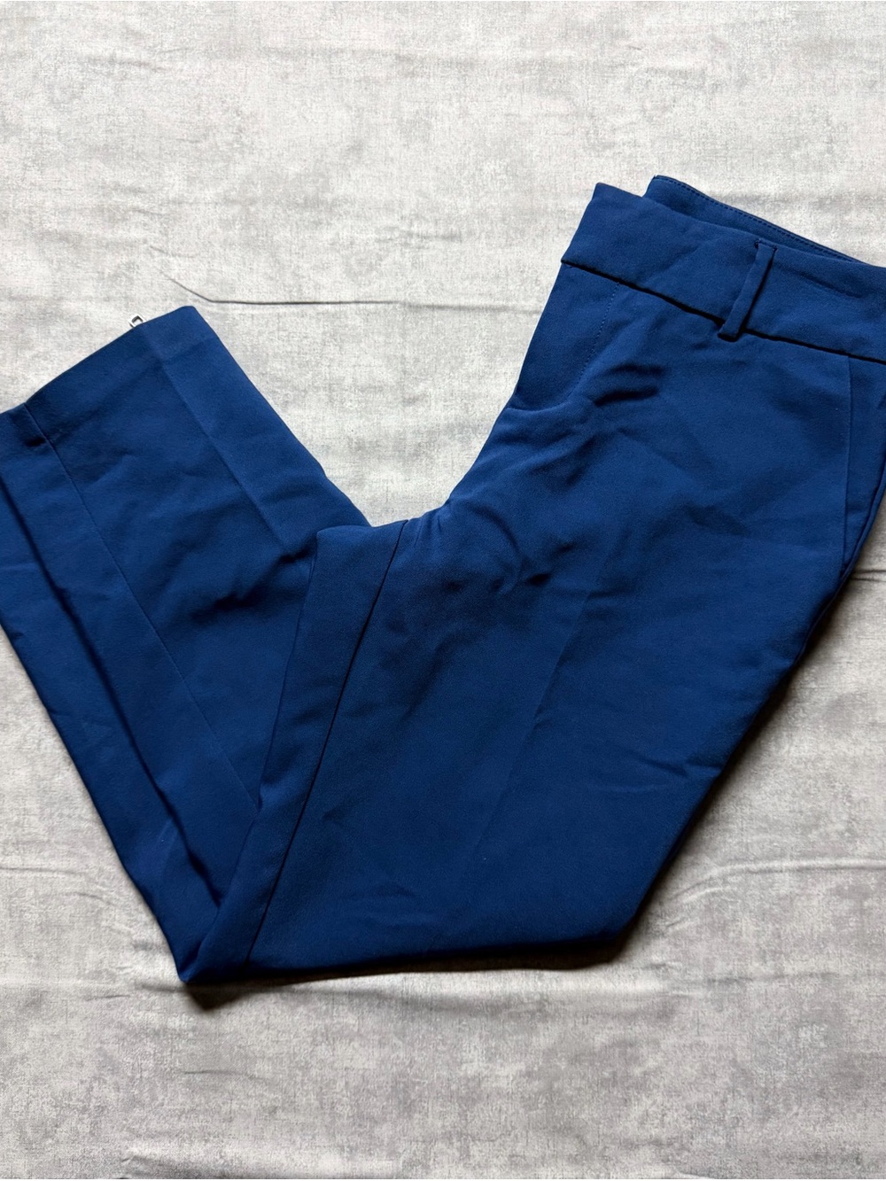 roz&ali Women's Petite 6P Blue Workwear Pants Stretch Pockets Zip Hem